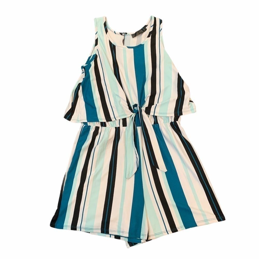Rebel Sugar Girls Striped Sleeveless Romper Size M